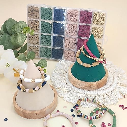 MIIIM Earth Tone Clay Bead Bracelet Kit, Heishi and Flat Clay Beads, Gold Spacer for Jewelry Making, Friendship Kit for Crafts, Concert, Raves, Gifts thumbnail 4