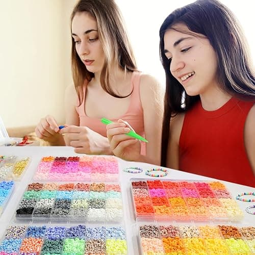 Redtwo 30000 Pcs Clay Beads Bracelet Making Kit, 9 Boxes 192 Colors Friendship Bracelet Kit Flat Polymer Clay Beads for Jewelry Making, Crafts Gift for Girls Ages 6-12 thumbnail 2