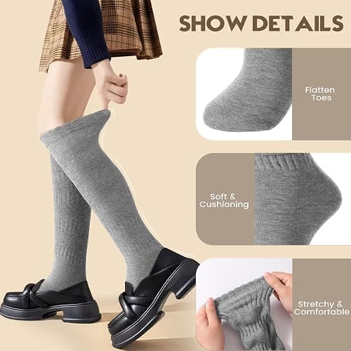 Nimalpal 3 Pairs Slouchy Socks for Women, Long Chunky Knee High Scrunch Socks Women's Fall Winter Socks Size 5-11 thumbnail 3