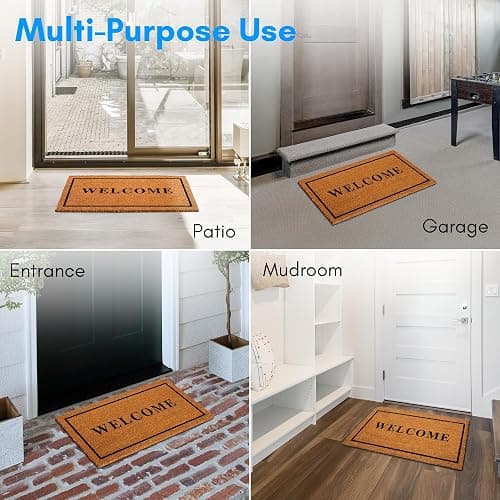 PLUS Haven Coco Coir Door Mat with Heavy Duty Backing, Welcome Doormat, 17.5”x30” Size, Easy to Clean Entry Mat, Beautiful Color and Sizing for Outdoor and Indoor uses, Home Décor thumbnail 7