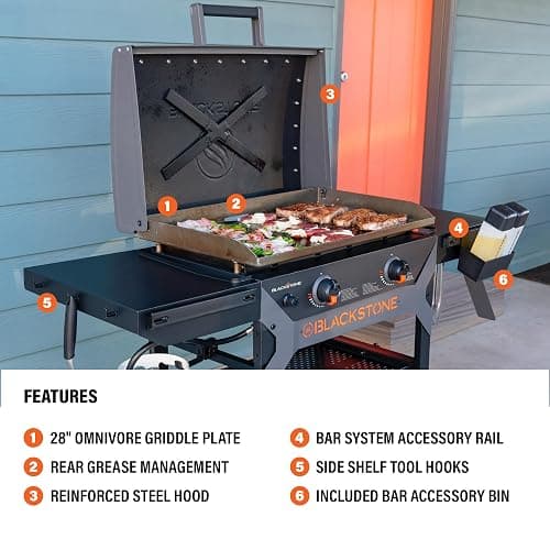 Blackstone 2311 Iron Forged 28” Omnivore Griddle with X-Braced Hood, Powder Coated Steel, Black thumbnail 4