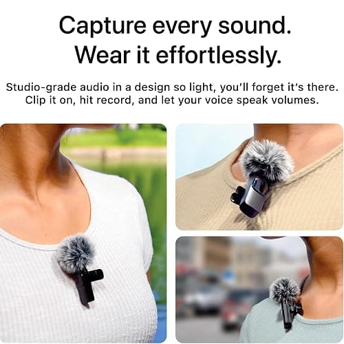 Mini Mic Pro (Latest Model) - Professional Wireless Microphone for iPhone, iPad, Android, Lavalier Microphone for Video Recording - iPhone Mic Crystal Clear Recording with USB-C for Content Creators thumbnail 2
