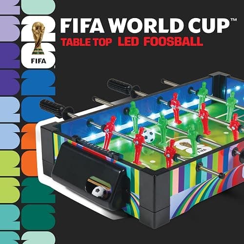 FIFA Tabletop LED Foosball, Light Up Soccer Playfield with Score Trackers and Ball Return, Compact Indoor Family Activity, 2 Foosballs Included thumbnail 2