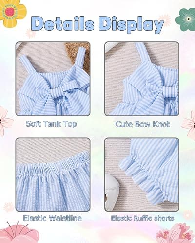 AuralBabe Newborn Baby Girl Clothes Summer Outfits Infant Ruffle Sleeveless Cute Bow Tank Tops 3 6 12 18 Months thumbnail 4