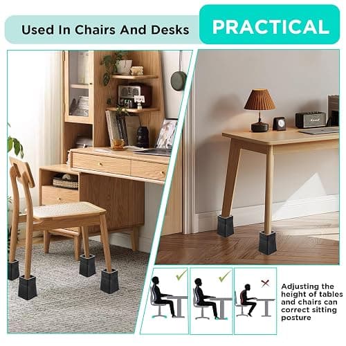 mekueeex Bed Riser Heavy Duty, Adjustable Furniture Risers 3,4,5,6,7 inch, L Shape Bed Lifts Risers for Table Legs, Couch, Sofa, Desk, Cabinet Leg Frames(Black,3-7 inch) thumbnail 6