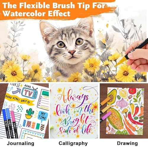 Dual Brush Marker Pens,128 Colors Art Markers Set with Fine & Brush Tip for Kids Adult Coloring Book, Bullet Journaling, Drawing, Note Taking, Planner, Hand Lettering, Calligraphy, Art Supplies Kit thumbnail 5