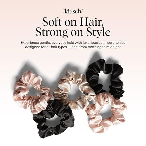 Kitsch Satin Scrunchies for Women - Softer Than Silk Scrunchies | Hair Ties No Damage for Frizz-Free Sleep | Perfect for Day or Night Hair Accessories | Ideal Gifts for Women - Assorted, 5pcs thumbnail 8