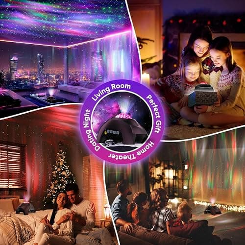 Northern Galaxy Light Aurora Projector with 33 Light Effects, Night Lights LED Star Projector for Bedroom Nebula Lamp, Remote Control, White Noises, Bluetooth Speaker for Parties Black thumbnail 8