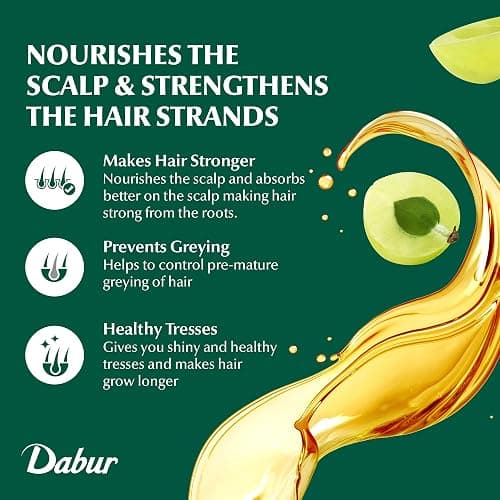 Dabur Amla Hair Oil – Nourishing Herbal Oil with Pure Amla and Botanical Extracts for Healthy, Moisturized Scalp, Strong, Shiny Hair – Ayurvedic Strengthen Roots for Men & Women – 300 ml thumbnail 4