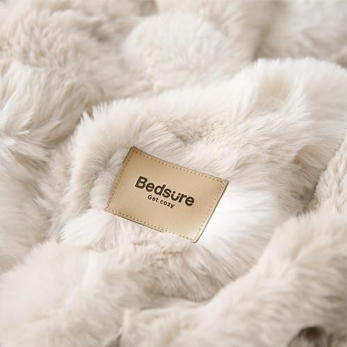 Bedsure Soft Fluffy Faux Fur Throw Blanket for Couch Cozy Gifts for Women, Fuzzy Fleece Bubble Blanket for Sofa Chair, Tie Dye Taupe Cloud Throw Coloring Bed Cover, Brown Thick Warm Plush Fall Bedding thumbnail 9