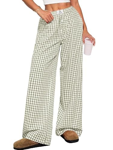 ANRABESS Womens Striped Gingham Pants 2025 Pajama Lounge Boxer Pants Cute Comfy PJ Bottoms with Pockets Y2K Plaid Outfits - Image 1
