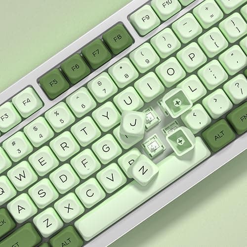 YMKPVR KBDiy Matcha KOA Profile Keycaps 60 75 100 Percent,Dye-Sublimation PBT Green Cute Custom Keyboard Keycap,143 Key Cap Set for Cherry Gateron MX Switches Mechanical Keyboards thumbnail 5