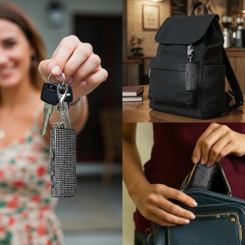 Guard Dog Security Mini Stun Gun Keychain Bling It On, Powerful Stun Gun for Women Self Defense with LED Flashlight, USB Rechargeable, Rhinestone and Compact Design thumbnail 5