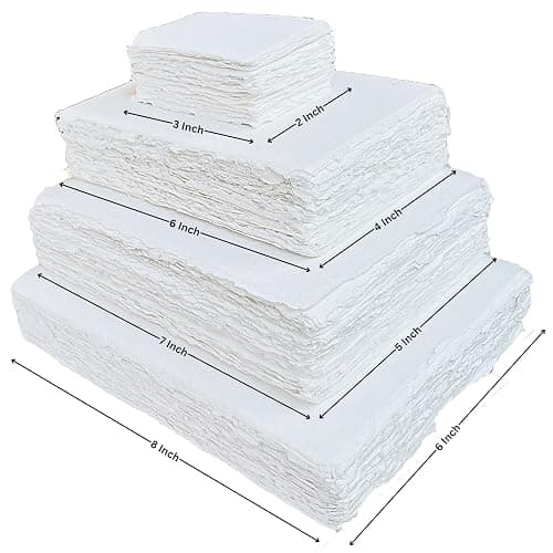 Handmade Cotton Paper with Deckle Edge Recycled Cotton Rag Mixed Media Card Stock for Placecard/Escort Cards, Place Cards, Vow Cards, Business Card (150gsm, 2x3 inch "A8", 50 Pack) thumbnail 4