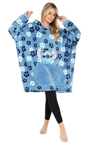 Disney Stitch Blanket Hoodie for Women Teens, Wearable Oversized Fleece Hooded Poncho with Pocket, Cozy Gifts for Women - Image 1