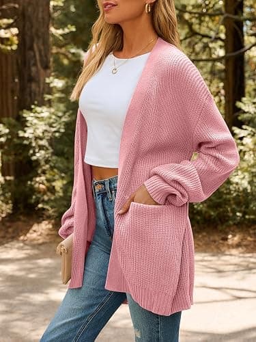 LILLUSORY Womens Oversized Cardigans Soft Knit Cardigan Sweater with Pockets thumbnail 3