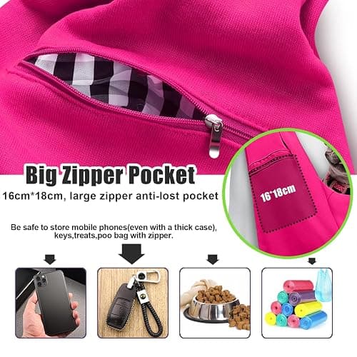 TOMKAS Dog Sling Carrier for Small Dogs Puppy Carrier for Small Dogs (Rose red, Adjustable Strap for 3-10 lbs & Zipper Pocket) thumbnail 2