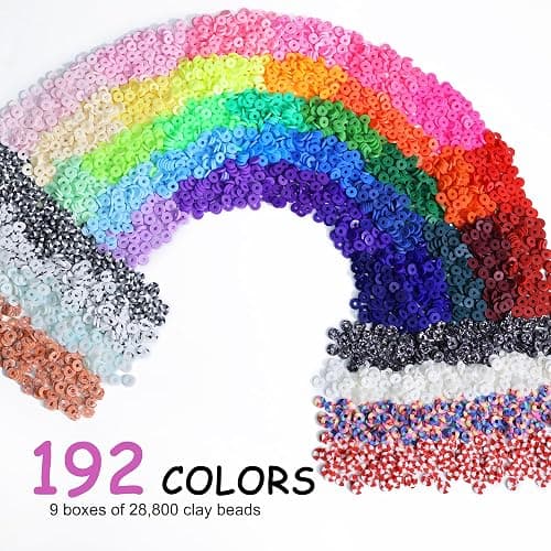 Redtwo 32000 Pcs Clay Beads Bracelet Making Kit | 9 Boxes 192 Colors Friendship Bracelet Kit Flat Polymer Heishi Beads for Jewelry Making, Crafts Gift for Girls Ages 6-12 thumbnail 3