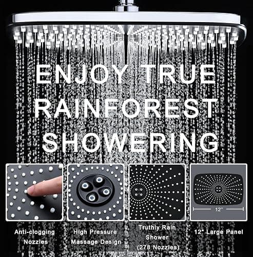 High Pressure Rain Shower Head: Upgrade Shower Heads with Handheld Spray Combo with Fixed Showerhead and 10 Sprays Handheld Shower Head, Detachable Shower head Built-in Magnetic Docking and Power Jets thumbnail 4
