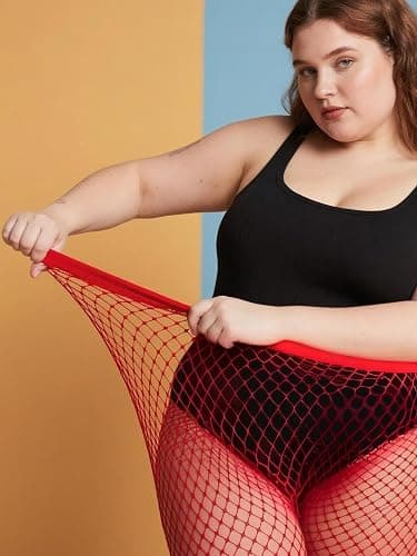 Aneco 4 Pairs Plus Size Fishnets Tights Sexy Black Fishnet Pantyhose Stockings Cross Mesh Tights Thigh High Stockings thumbnail 3