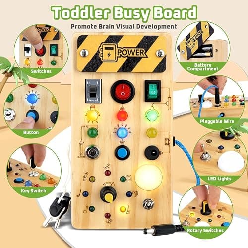 Toddler Toys Busy Board with Led Light, Preschool Learning Activities Sensory Toys for Toddlers 1-3,Montessoti Toys 1 2 3 Year Old Birthday Gift thumbnail 3