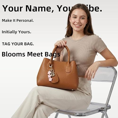 BydGxy Gold Bubble Letter Keychain, Initial Bag Charms for Handbags, Cute Flower Purse Accessories for Women, Monogram Gift thumbnail 3