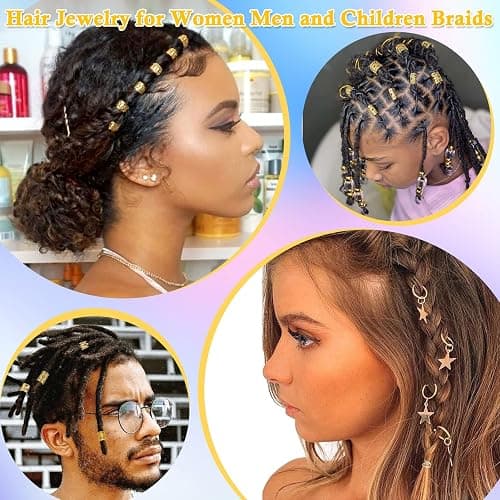 Lucomb 259 Pcs Hair Jewelry, Hair Accessories for Braids Silver Loc Jewelry for Hairs Dreadlocks Braid Jewelrys Hairs Cuffs Clips Dreadlock Accessories for Women's Loc Charms Rings Decoration thumbnail 6