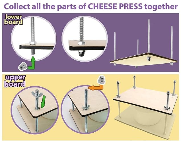 Сheese Making Kit 12 in (Metal Guides Cheese Press + 1 Cheese Making mold 1.2 L) pressure up to 50 pounds thumbnail 5