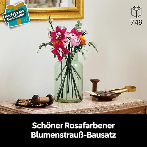 LEGO Botanicals Schöner Rosafarbener Blumenstrauß - Blumendeko - Bauset für Erwachsene - Dekorative Gänseblümchen, Kornblumen, Rosen und Holunderblüten zum Ausstellen - Bürodekoration 10342 thumbnail 4