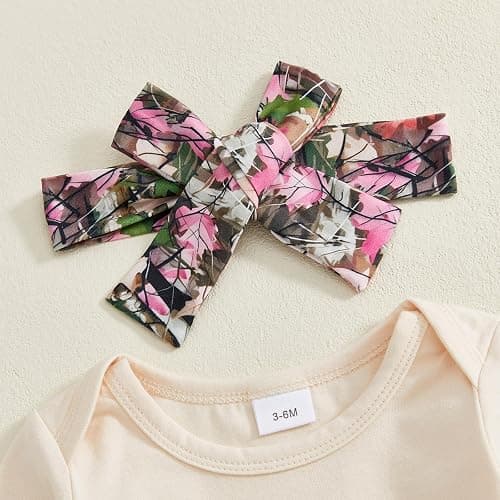 Xnqiwq Newborn Baby Girl Hunting Clothes Deer Romper Jungle Camo Flare Pants Set Headband 3Pcs Infant Fall Winter Outfits thumbnail 4