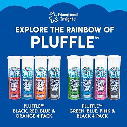Educational Insights Pluffle® Mini 8-Pack - Sensory Bin Foam Set, No Mess Alternative to Sand Toys & Slime for Toddlers at Home or in The Classroom, Fun Sensory Table Filler, Gift for Kids Ages 3+ thumbnail 6