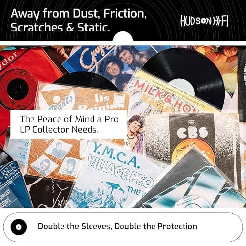 Hudson Hi-Fi 50x Inner & 50x Outer Protective Sleeves for Vinyl & Records Cover Art - Blocks Scratches, Static, Dust, Damage - Acid-Free, Smooth Slide - Fits Single Double Gatefold LP Sleeve thumbnail 5