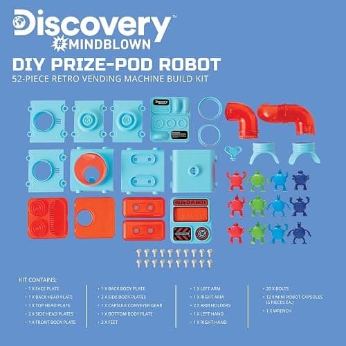 Discovery DIY Prize-Pod Robot Kit, 52-Piece Vending Machine Building Set, 12 Transforming Capsules, Educational Science Experiment, Engineering STEM Project, Robotics Toy Gift Kids Age 8+ thumbnail 4