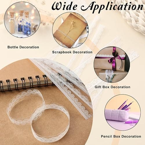 Prasacco 120 Pcs White Lace Scrapbook Stickers, Vintage Style, PET Material, Perfect for Scrapbooking, Wedding Invitations, Journals & More thumbnail 6