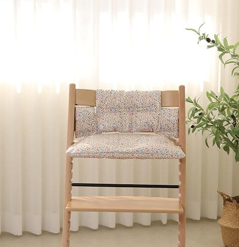 Gembebe Waterproof Cotton Cushion Set, Stokke Tripp Trapp Compatible, 100% Cotton, Flower Garden, 12.0x16.5 inches, 49.5 Counts thumbnail 2
