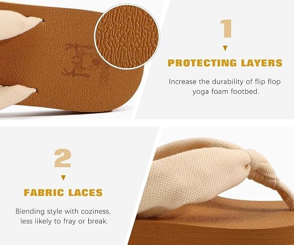 KuaiLu Flip Flops for Women with Arch Support Yoga Mat Comfortable Summer Beach Walking Thong Cushion Sandals Slip On Indoor Outdoor thumbnail 5