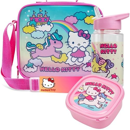 Get Trend Hello Kitty Kids Lunch Bag Set 3 Pc with Leak Proof Water Bottle and Small Lunch Box Insulated for School Daycare or Travel (Hello Kitty) - Image 1