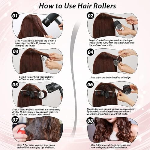 Thrilez 56PCS Hair Curlers Rollers with 5 Sizes 55mm 48 mm 40 mm 32 mm 25mm Jumbo Large Medium Small Rollers for Long Medium Short Thick Fine Lift Curler Volume, Hair Roller Set for DIY Hairdressing thumbnail 7