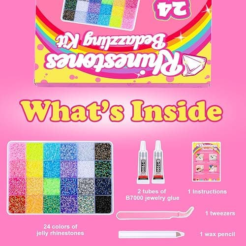 CCINPPY Bedazzler Kit, 30000Pcs 3mm Flatback Resin Rhinestones for Bedazzling, 24 Colors Bling Small Bedazzled Gems with Jewelry Glue and Tools for Book Nail Art, DIY Craft Gifts for Women Adults thumbnail 4