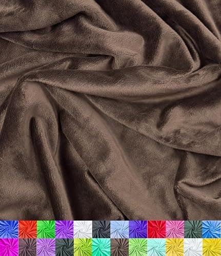 Barcelonetta | Minky Fabric | Plush, Super Soft, Cuddle | Solid Minky | by The Yard | 60" Wide | Baby Blanket, Change Station Cover, Pillow, Scarf, Beanie (Brown, 1 Yard) - Image 1
