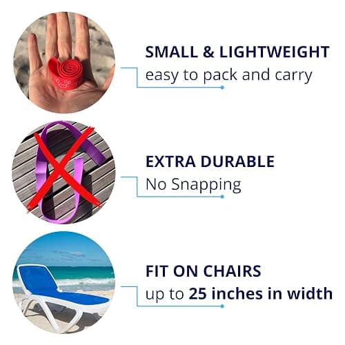 Towel Bands (6-Pack), Beach Pool & Cruise Chairs, Extra Durable, No Snapping, Cruise Ship & Beach Essentials, Great Alternative to Beach Towel Clips (3 Regular + 3 Glow in The Dark thumbnail 3