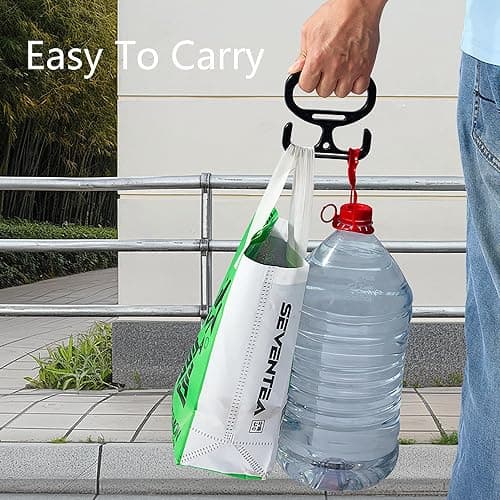 Grocery Bag Carrier Handle Heavy Duty Plastic Bag Holder, Comfortable Grip for Carrying Shopping Bags, Buckets & More Black thumbnail 2
