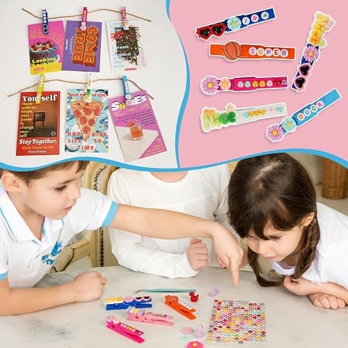 SKDTAZRZ Cheer Pins Spirit Clips - 100 Wooden Colored Clothes Pins with Glue & Tools,Cheer Pin Kit 180 Mini Bows Ducks Daisy Balls 300 Letters 4 Stickers, DIY Custom Pins Cheerleading Gifts thumbnail 7