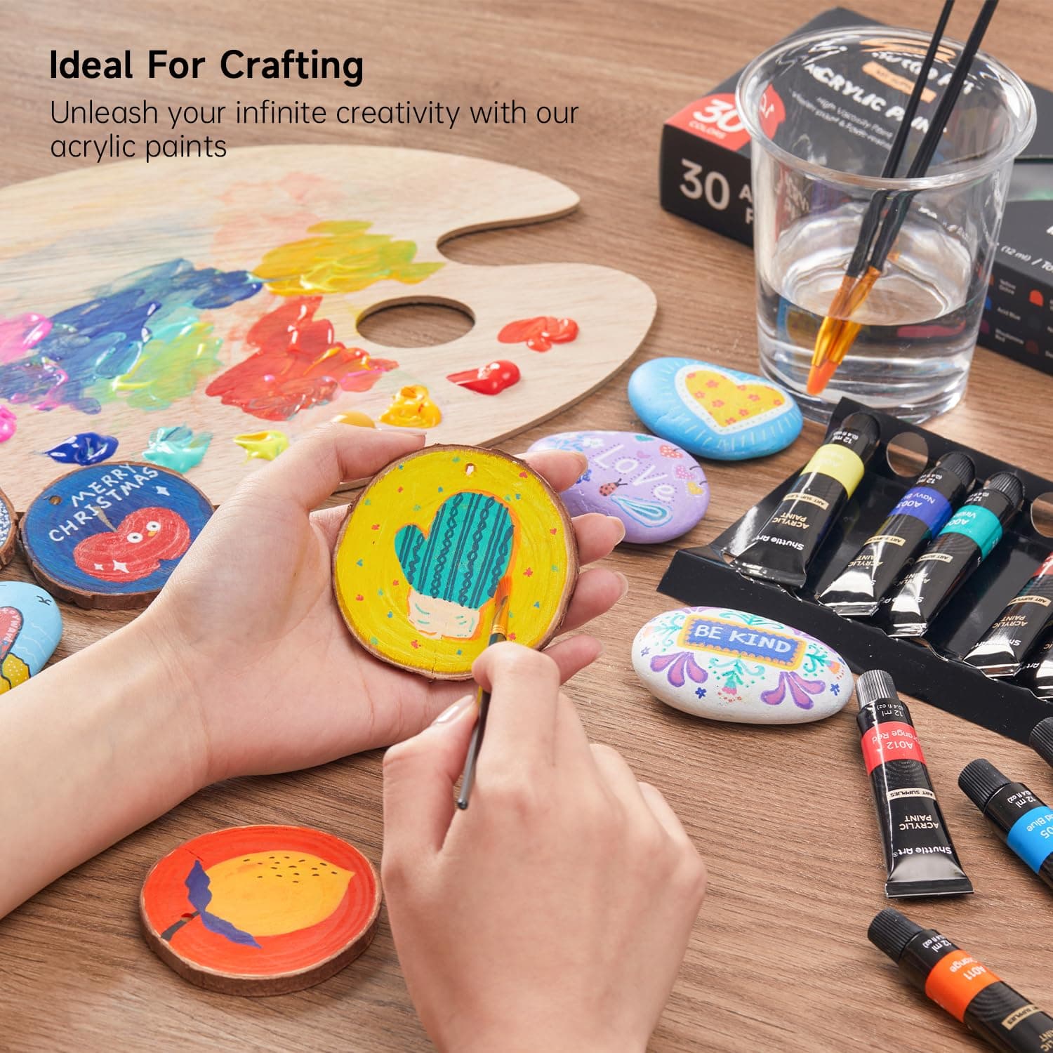 Shuttle Art Acrylic Paint Set, 30 x12ml Tubes Artist Quality Non Toxic Colours Acrylic Paint, Great For Kids Adults Professional Painting on Canvas Wood Clay Fabric Ceramic Crafts thumbnail 6