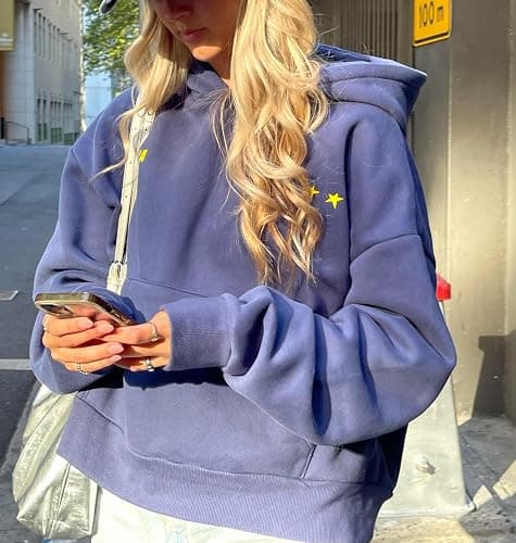 Cute Hoodies for Teen Girls Women Y2k Floral Graphic Oversized Sweatshirt Long Sleeve Aesthetic Preppy Clothes thumbnail 4