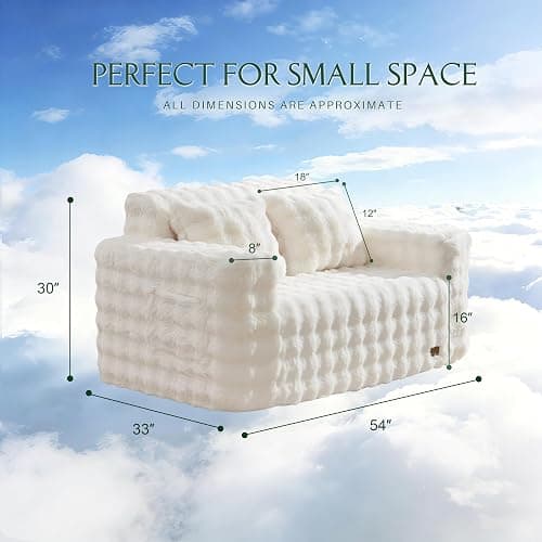 ZurNesfure Sofa Couch Loveseat, Memory Foam Couch with Pillow, Modern Cloud Couch with deep seat and Removable Washable Cover Boneless Sofas for Living Room Bedroom Apartment (White,Loveseat) thumbnail 2