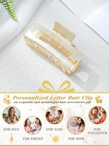 ACECHA Initial Hair Claw Clip for Women Trendy - Cute Personalized Initial Hair Clips, Fashion and Durable HairClips for Birthday, Christmas Gift (Gold-L) thumbnail 6