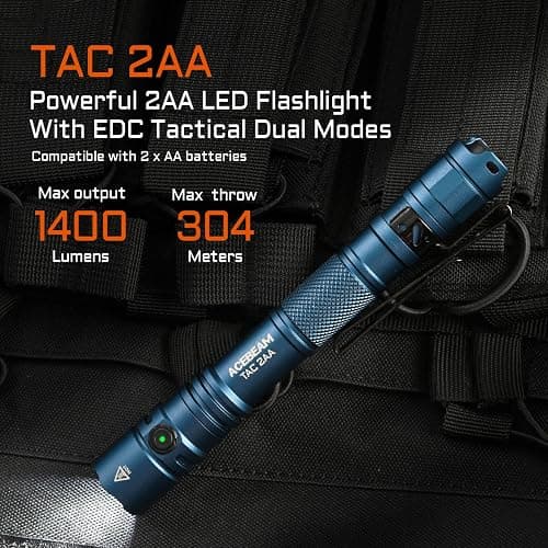 ACEBEAM TAC 2AA EDC Tactical Dual Modes Flashlight Rechargeable, 1400 High Lumens Flashlight, Dual Switch Pocket LED Flashlight, Super Bright Small Flash Light for Emergency, Camping, Home(SFT-25R HI) thumbnail 2
