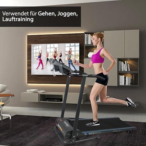 SereneLife Electric Folding Treadmill Exercise Machine - Smart Compact Digital Fitness Treadmill Workout Trainer w/Bluetooth App Sync, Manual Incline Adjustment, for Walking, Running, Gym thumbnail 6