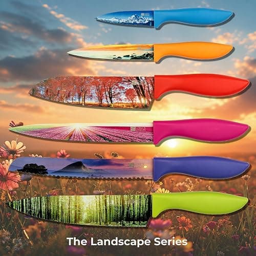 CHEF'S VISION Landscape Kitchen Knife Set – 6-Piece Stainless Steel Knives with Non-Stick Coating, Dishwasher Safe, Nature Design, Unique Gift for Nature Lovers thumbnail 10